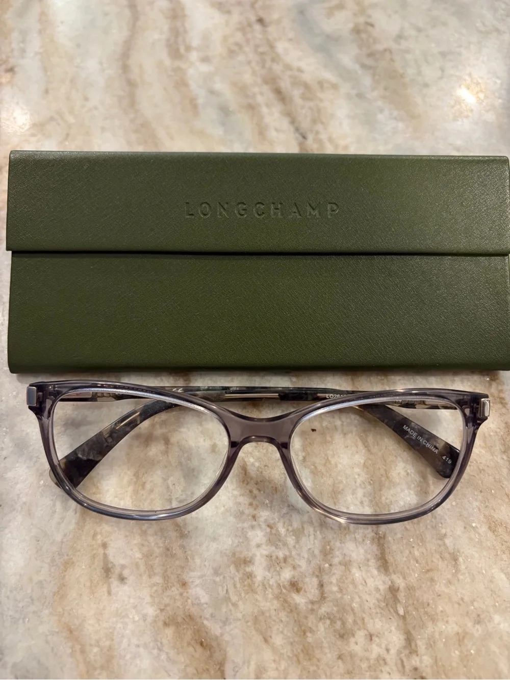 Longchamp Women's Translucent Gray Glasses Frame, model LO 2616, case and cloth